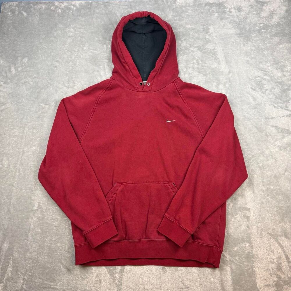 Nike Men's Red and Burgundy Hoodie